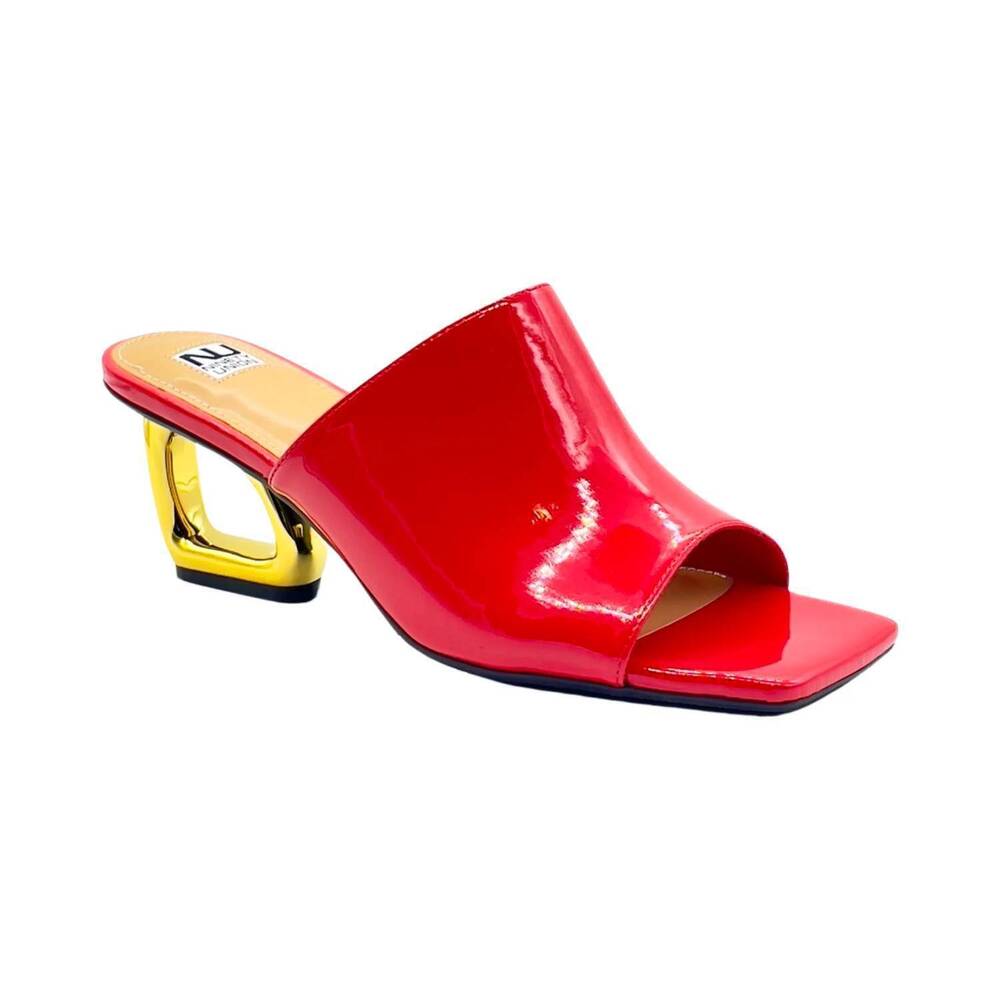 NEW NINETY UNION women's florence square open toe slide sandals in red